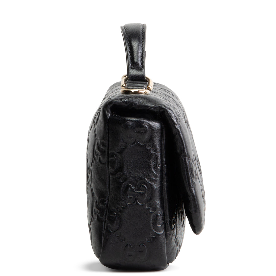 GUCCI GG Embossed Double G Milano Bag - Black