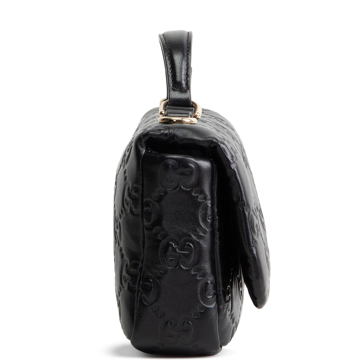 GUCCI GG Embossed Double G Milano Bag - Black