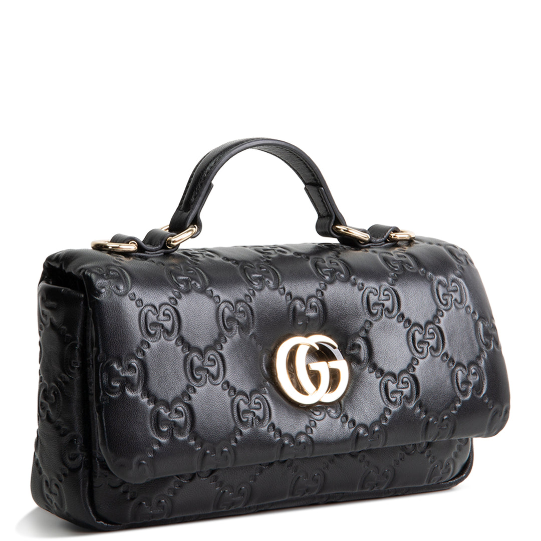 GUCCI GG Embossed Double G Milano Bag - Black