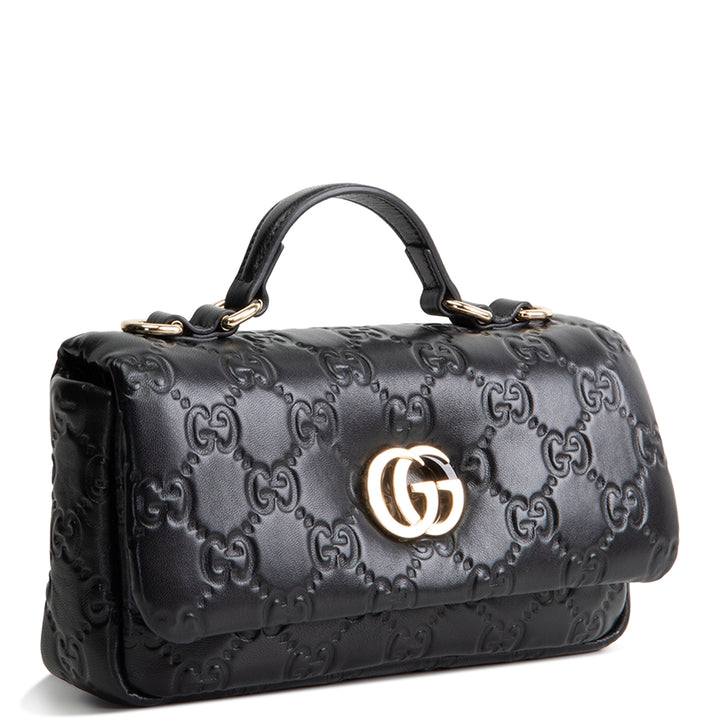 GUCCI GG Embossed Double G Milano Bag - Black