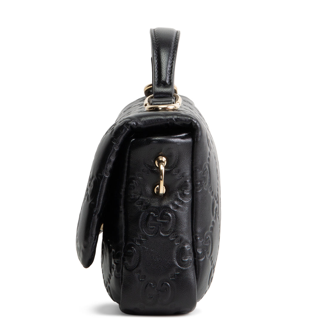 GUCCI GG Embossed Double G Milano Bag - Black