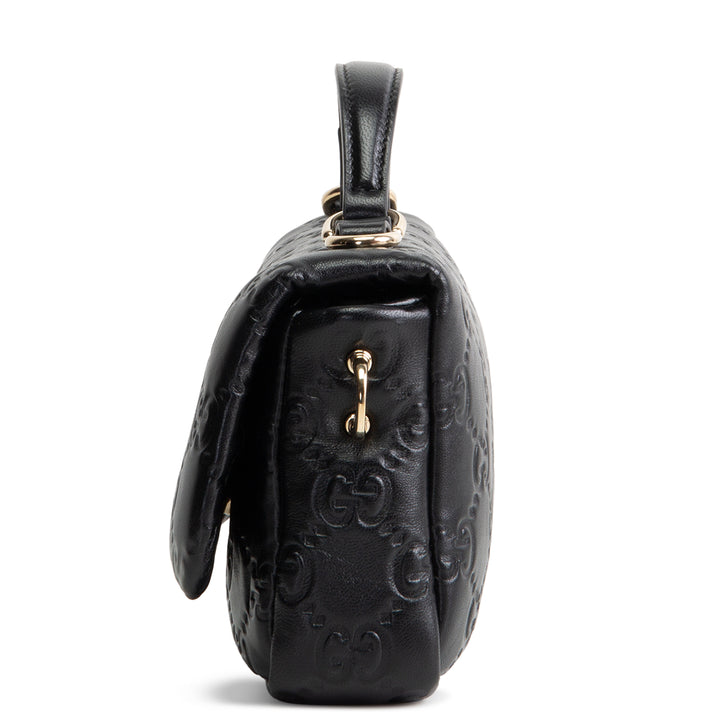 GUCCI GG Embossed Double G Milano Bag - Black