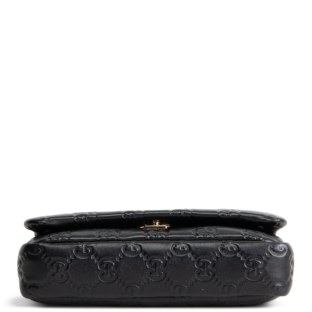 GUCCI GG Embossed Double G Milano Bag - Black