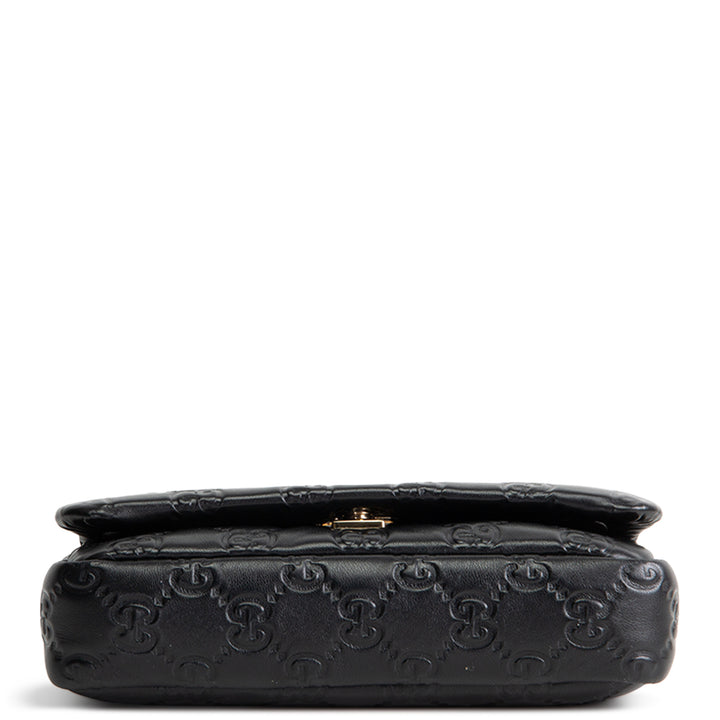 GUCCI GG Embossed Double G Milano Bag - Black
