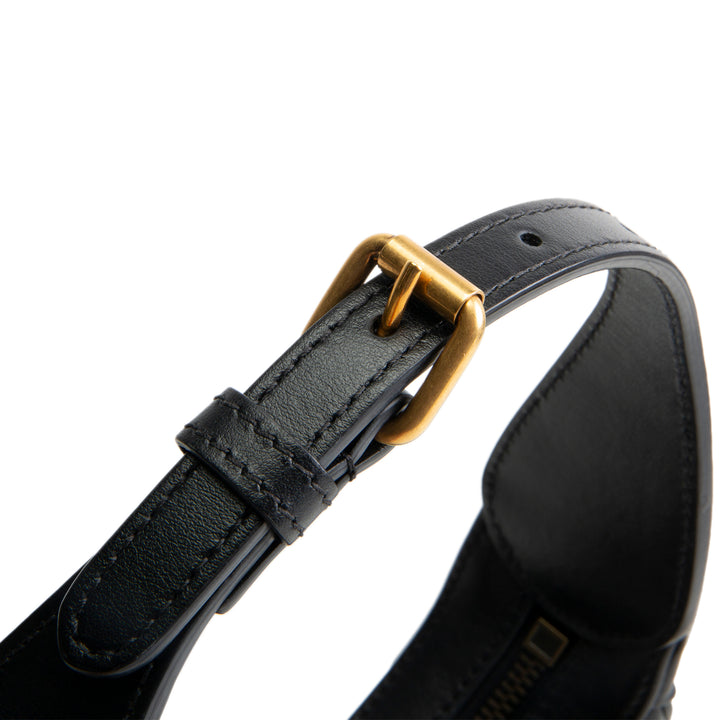 GUCCI Leather Marmont Half Moon Hobo - Black