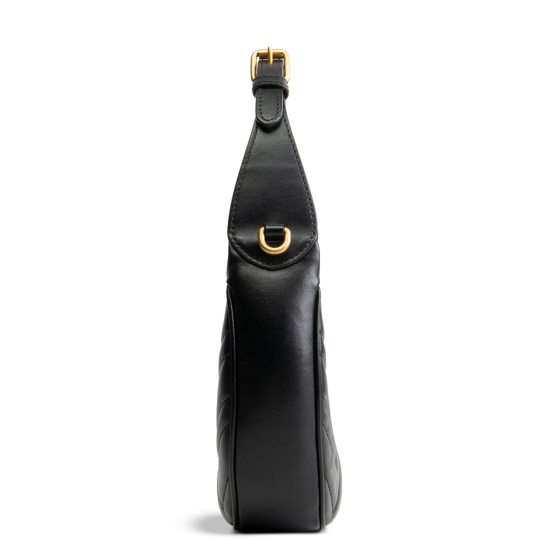 GUCCI Leather Marmont Half Moon Hobo - Black