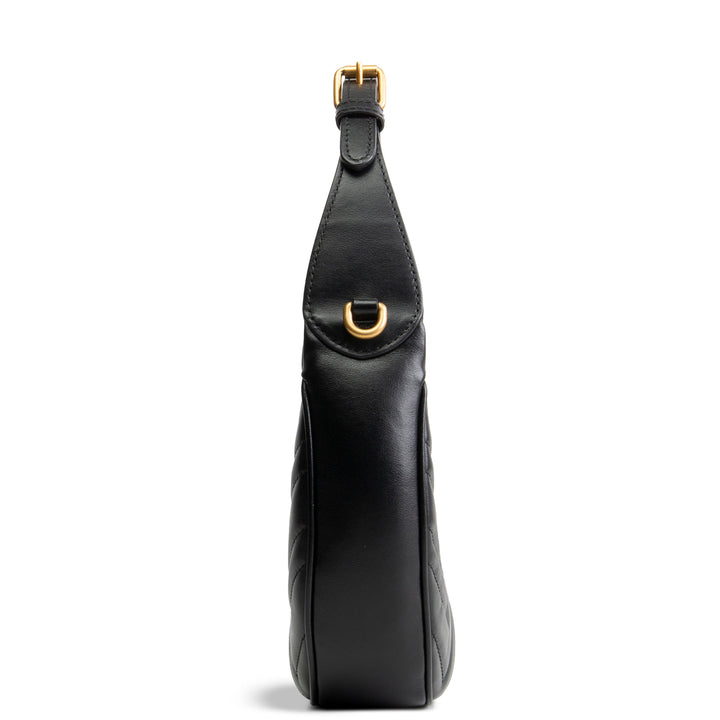 GUCCI Leather Marmont Half Moon Hobo - Black