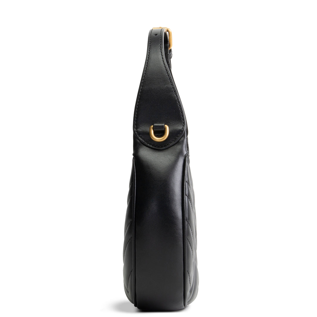 GUCCI Leather Marmont Half Moon Hobo - Black