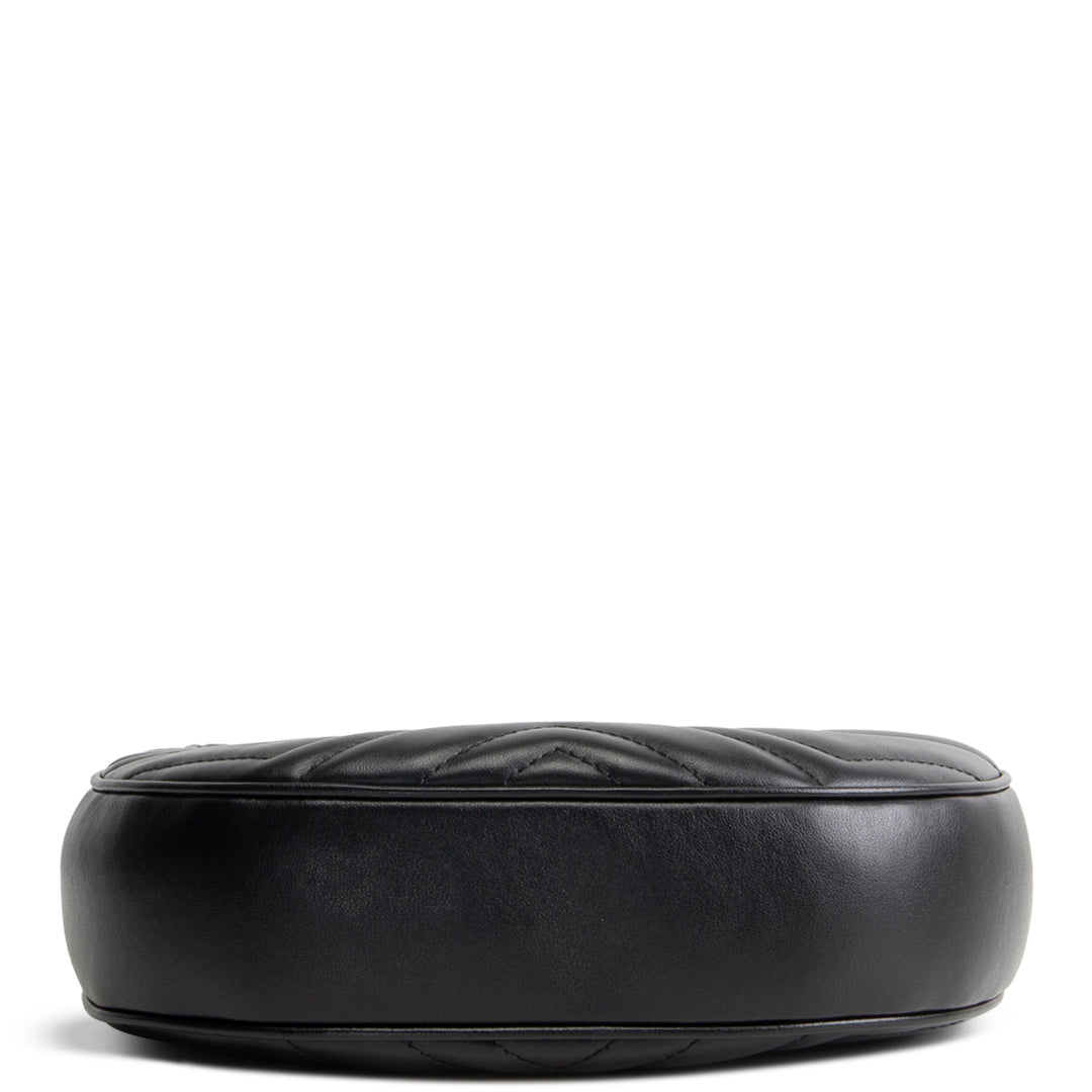 GUCCI Leather Marmont Half Moon Hobo - Black