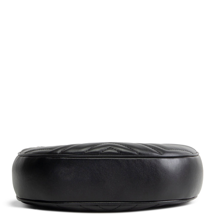 GUCCI Leather Marmont Half Moon Hobo - Black
