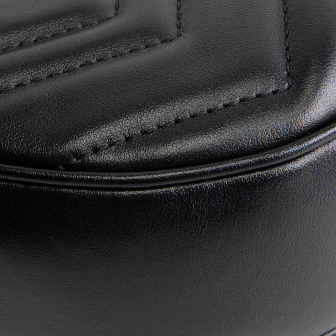 GUCCI Leather Marmont Half Moon Hobo - Black