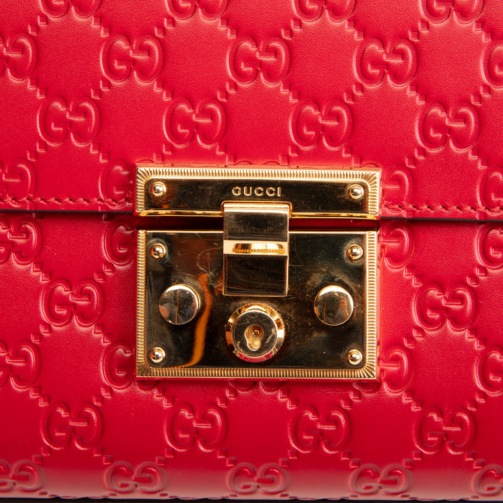 GUCCI Guccissima Medium Padlock Shoulder Bag - Red