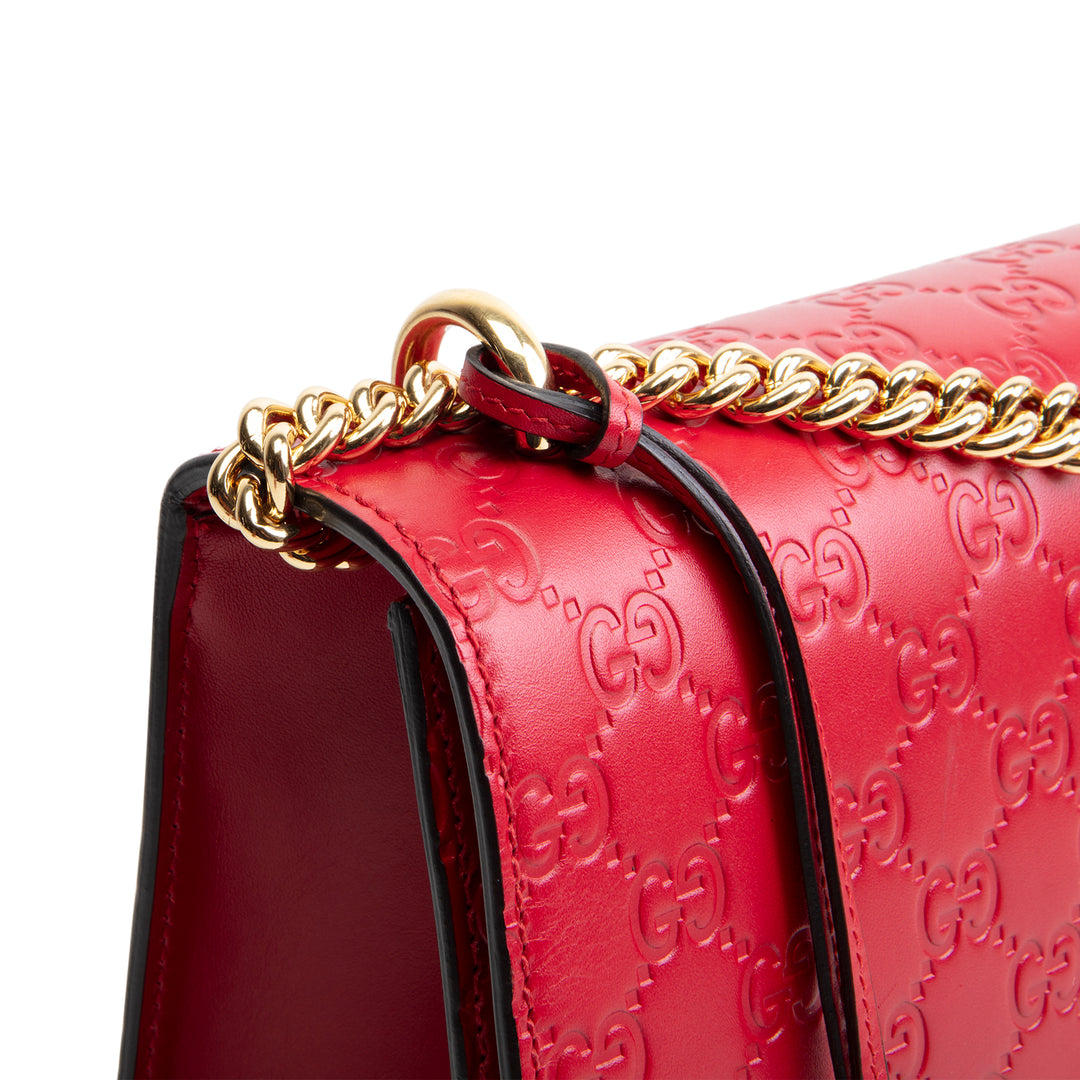 GUCCI Guccissima Medium Padlock Shoulder Bag - Red