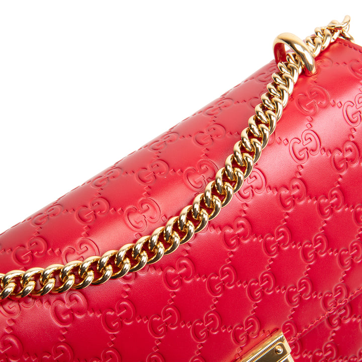 GUCCI Guccissima Medium Padlock Shoulder Bag - Red