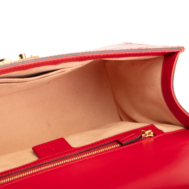 GUCCI Guccissima Medium Padlock Shoulder Bag - Red