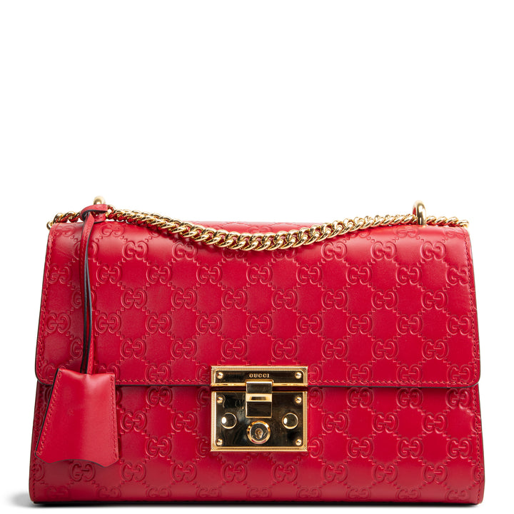 GUCCI Guccissima Medium Padlock Shoulder Bag - Red