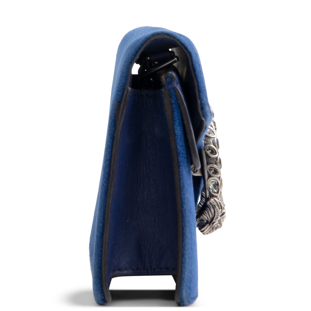GUCCI Velvet Dionysus Crystal Super Mini - Blue OUTLET FINAL SALE