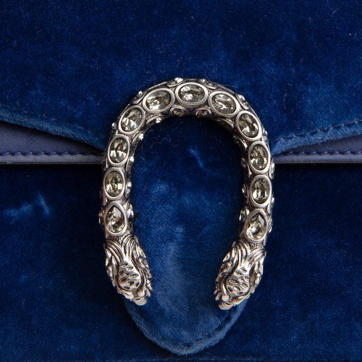 GUCCI Velvet Dionysus Crystal Super Mini - Blue OUTLET FINAL SALE