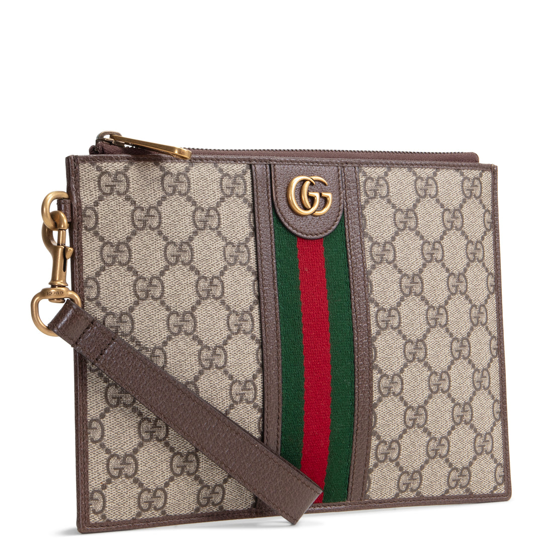 GUCCI GG Supreme Ophidia Wristlet Pouch