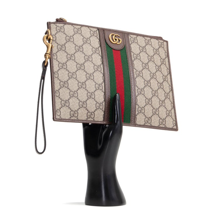 GUCCI GG Supreme Ophidia Wristlet Pouch