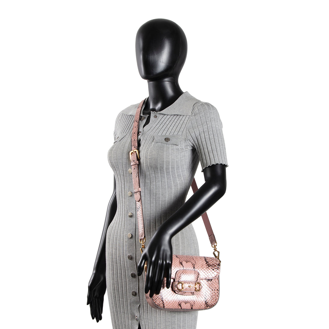 GUCCI Python Horsebit Mini Shoulder Bag
