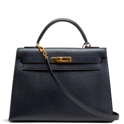 HERMES Vintage Kelly Epsom Sellier 32 - Navy Blue