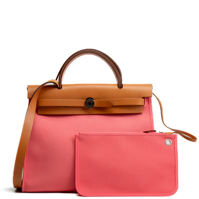 HERMES Vache Hunter & Toile Officier Herbag Zip 31 - Rose Azalee