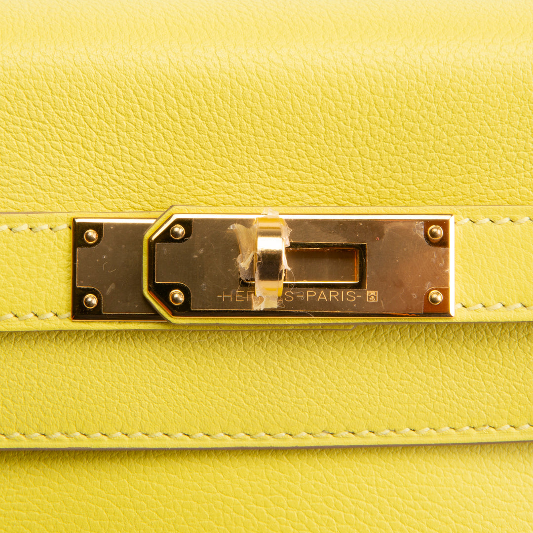 HERMES Kelly II 32 Retourne Evercolor - Lime (w/ Gold Hardware)