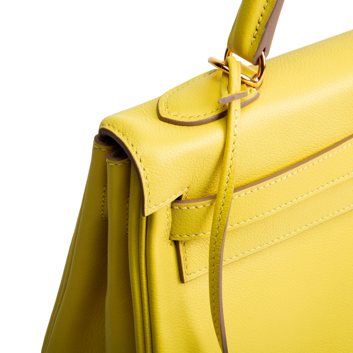 HERMES Kelly II 32 Retourne Evercolor - Lime (w/ Gold Hardware)