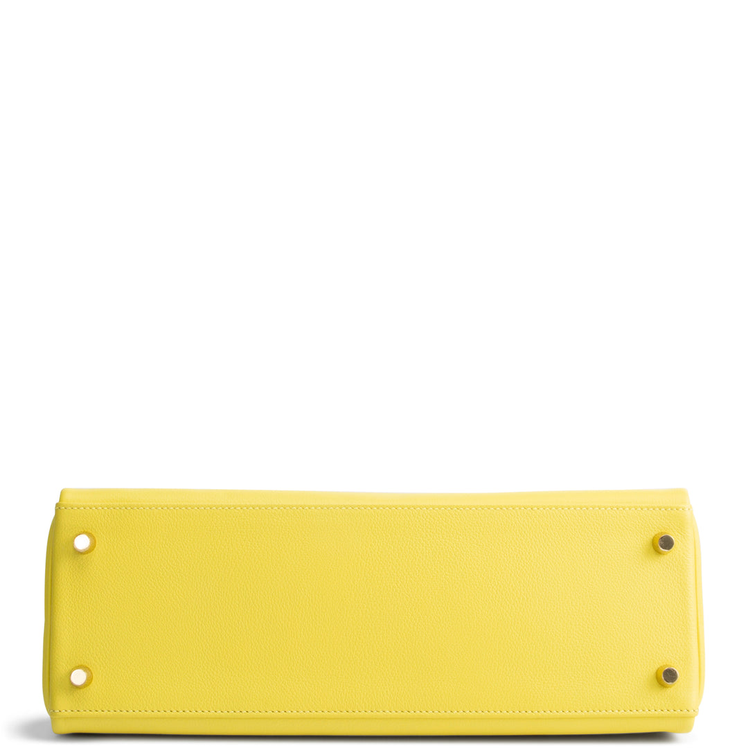 HERMES Kelly II 32 Retourne Evercolor - Lime (w/ Gold Hardware)