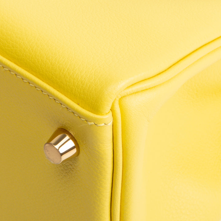 HERMES Kelly II 32 Retourne Evercolor - Lime (w/ Gold Hardware)