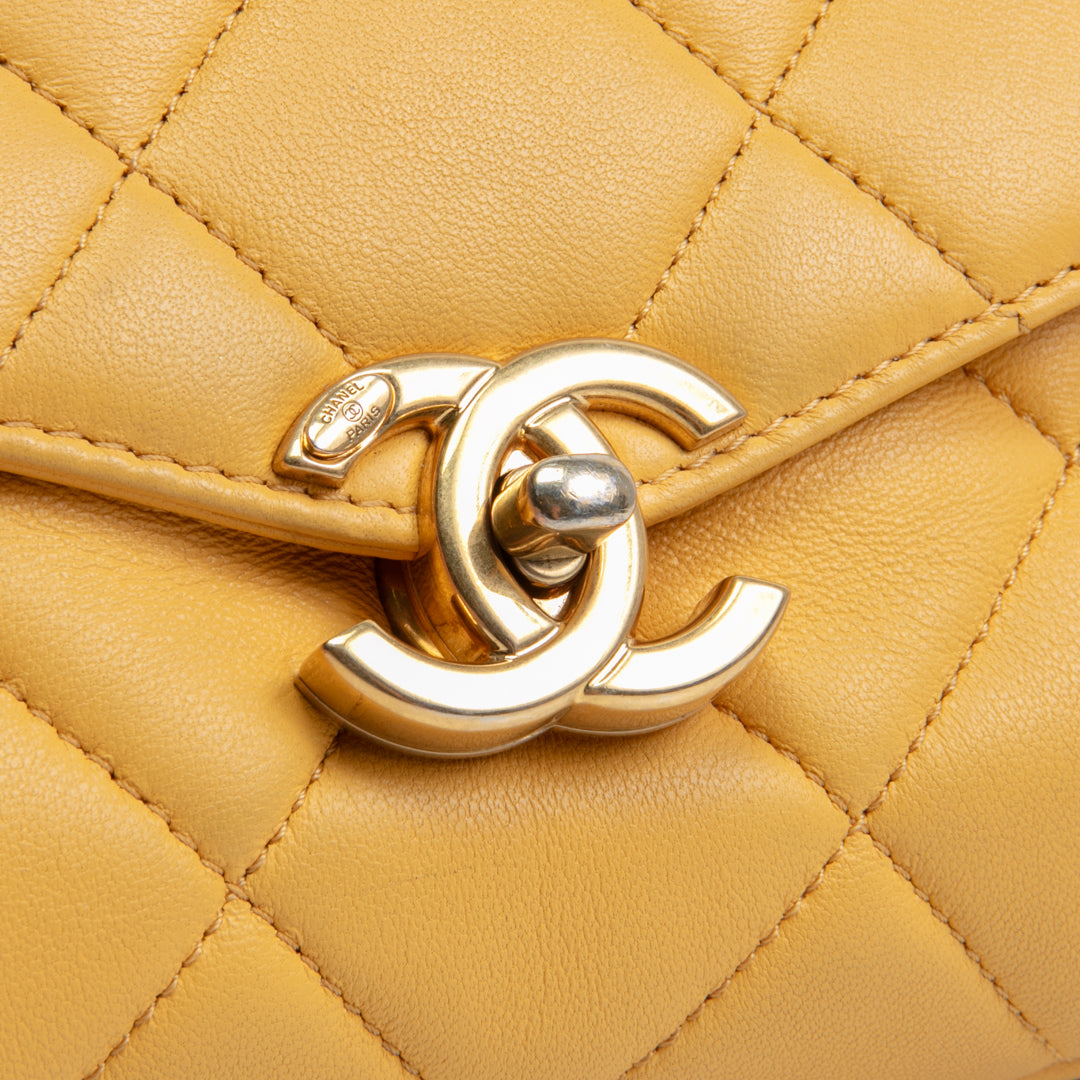 CHANEL Top Handle Flap Bag Mustard Yellow - OUTLET FINAL SALE