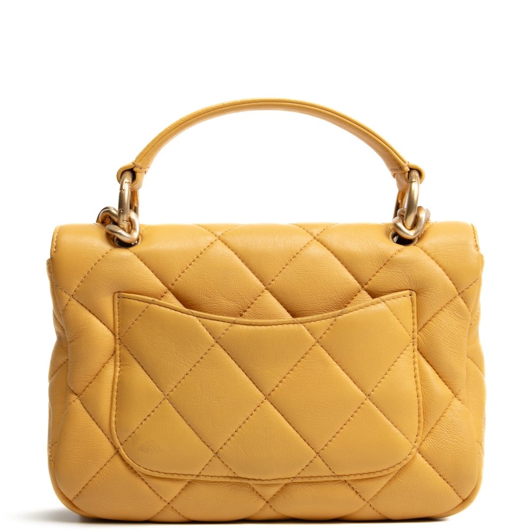 CHANEL Top Handle Flap Bag Mustard Yellow - OUTLET FINAL SALE