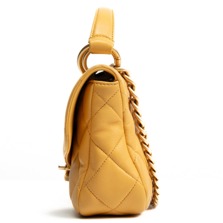 CHANEL Top Handle Flap Bag Mustard Yellow - OUTLET FINAL SALE