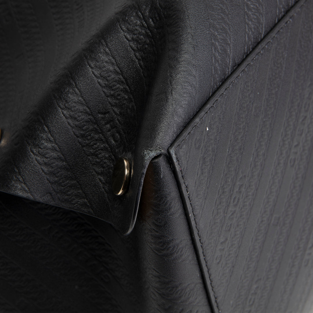 GIVENCHY Logo Embossed Leather Tote w/ pouch - Black