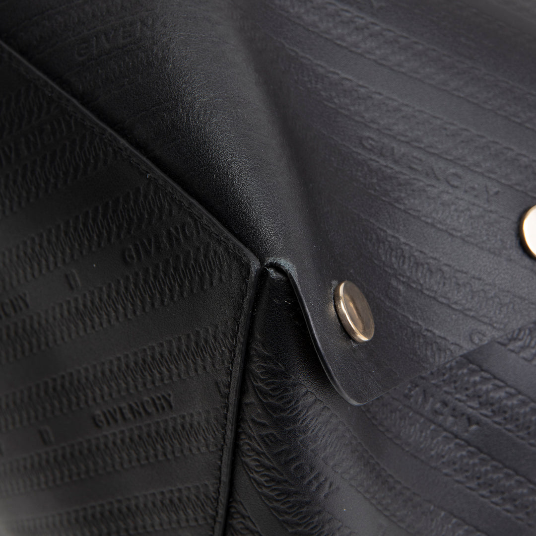 GIVENCHY Logo Embossed Leather Tote w/ pouch - Black
