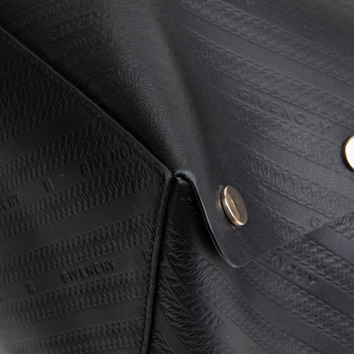 GIVENCHY Logo Embossed Leather Tote w/ pouch - Black