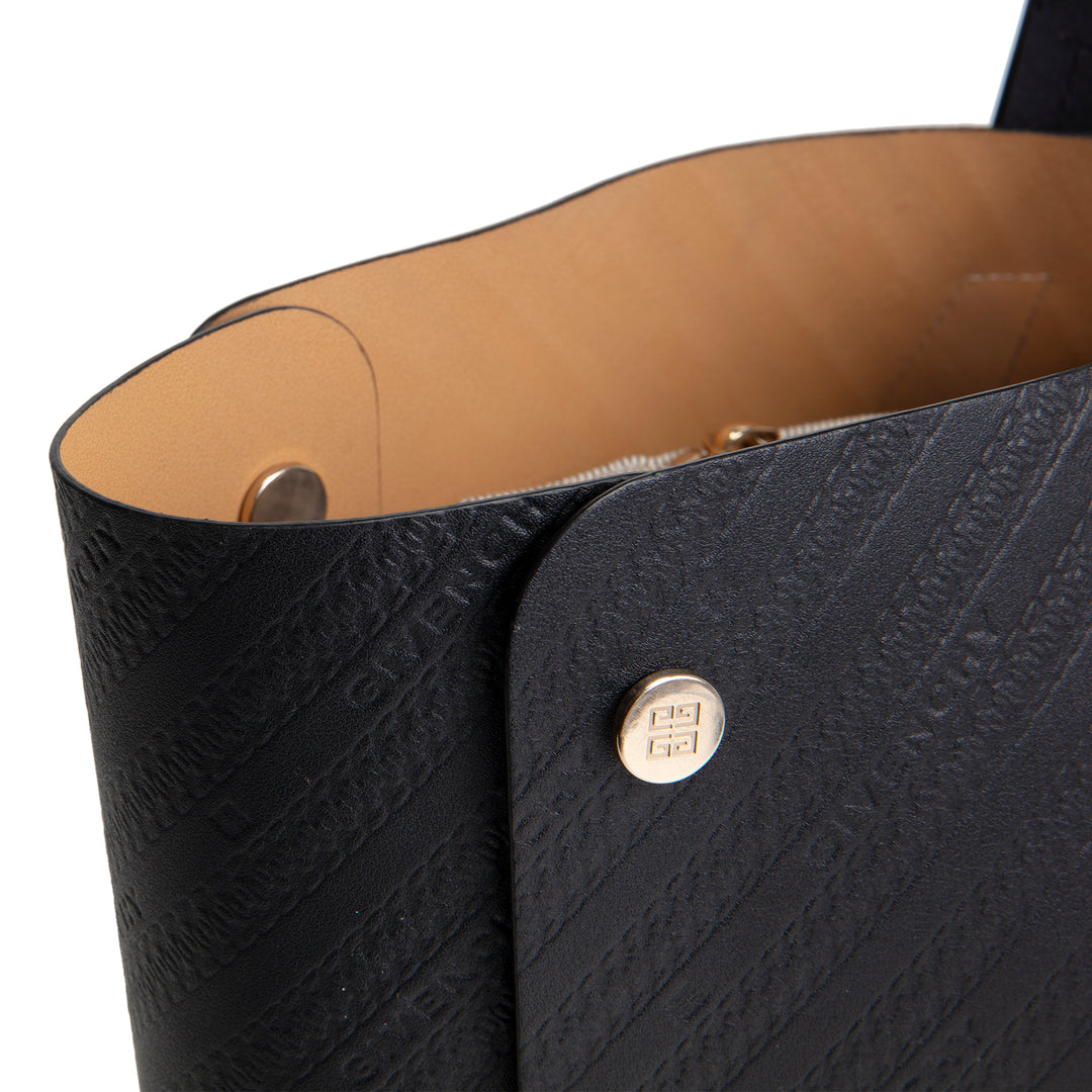 GIVENCHY Logo Embossed Leather Tote w/ pouch - Black