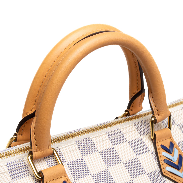 LOUIS VUITTON Damier Azur Braided Speedy Bandouliere 30 Blue