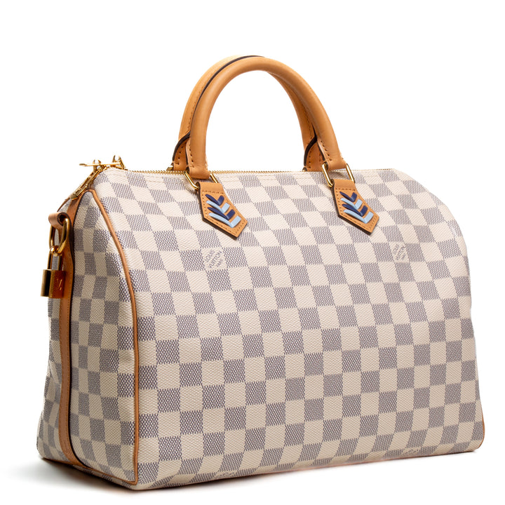 LOUIS VUITTON Damier Azur Braided Speedy Bandouliere 30 Blue