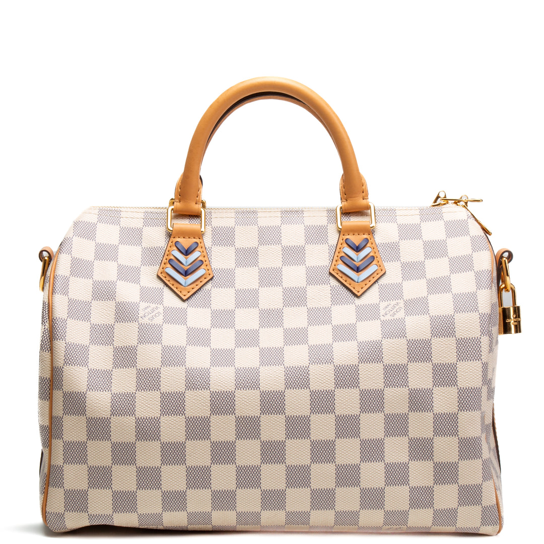 LOUIS VUITTON Damier Azur Braided Speedy Bandouliere 30 Blue