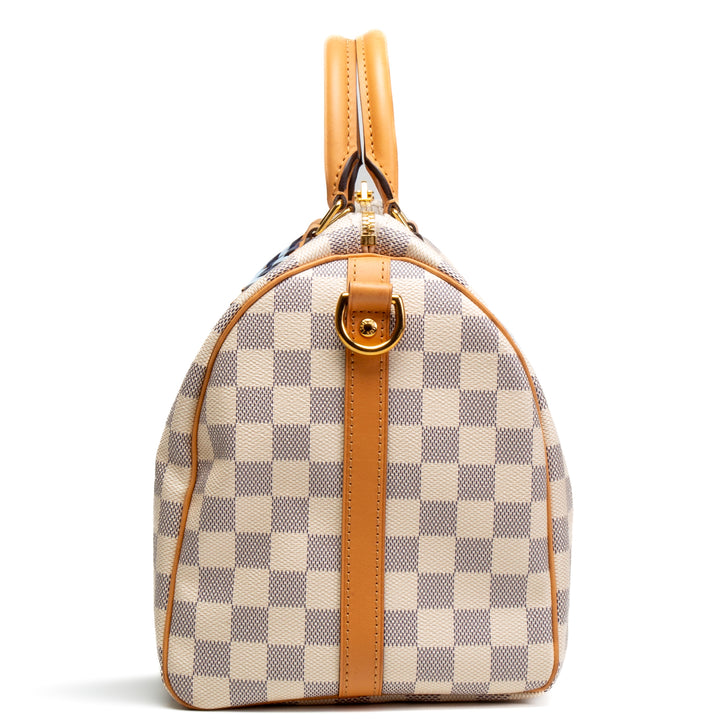 LOUIS VUITTON Damier Azur Braided Speedy Bandouliere 30 Blue