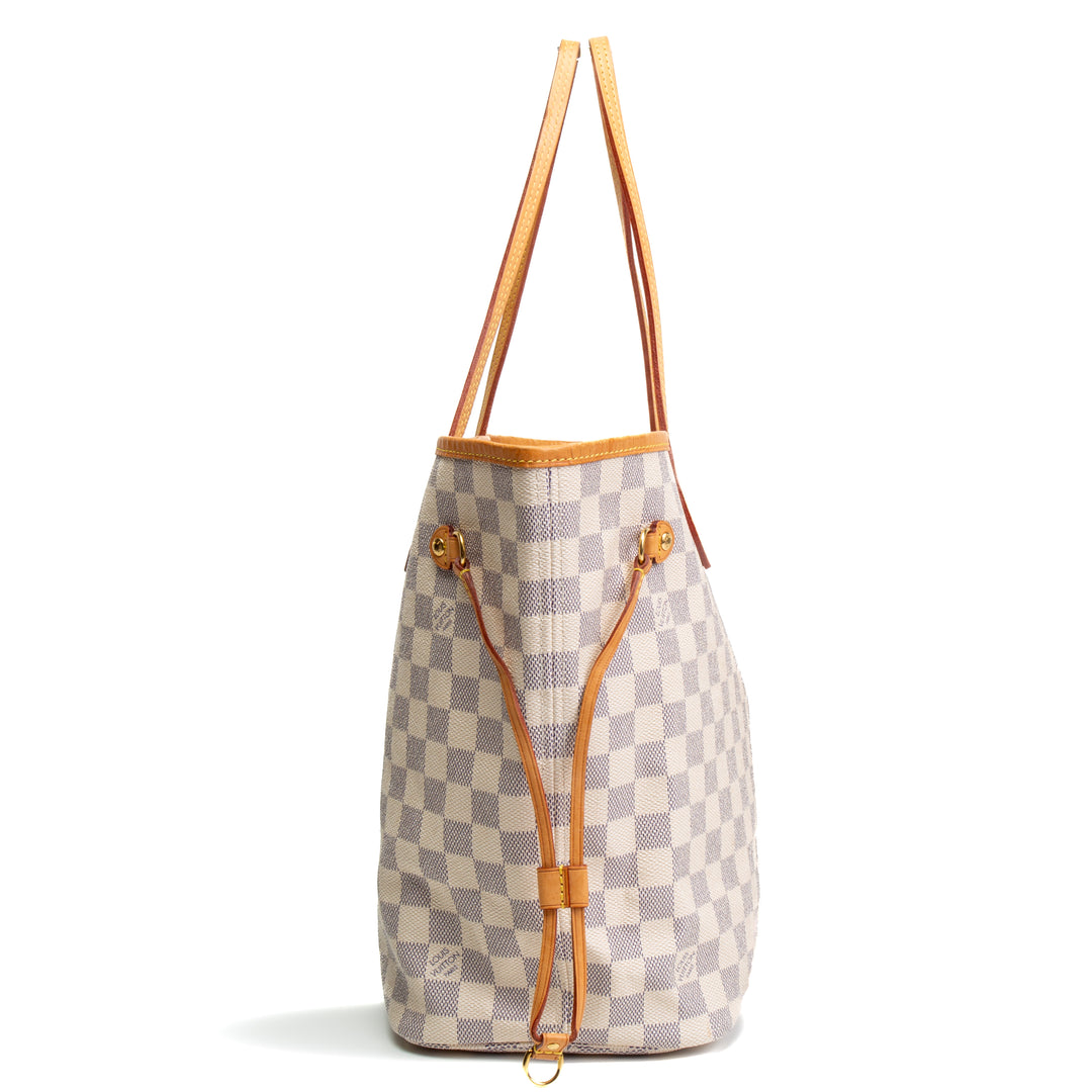 LOUIS VUITTON Damier Azur Neverfull MM w/ Pouch