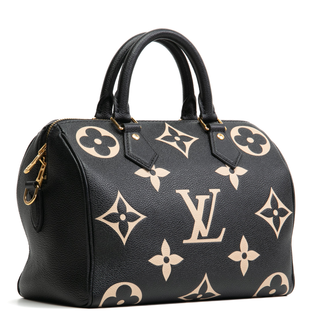 LOUIS VUITTON Monogram Empreinte Bicolor Speedy Bandouliere 25 - Black/Beige