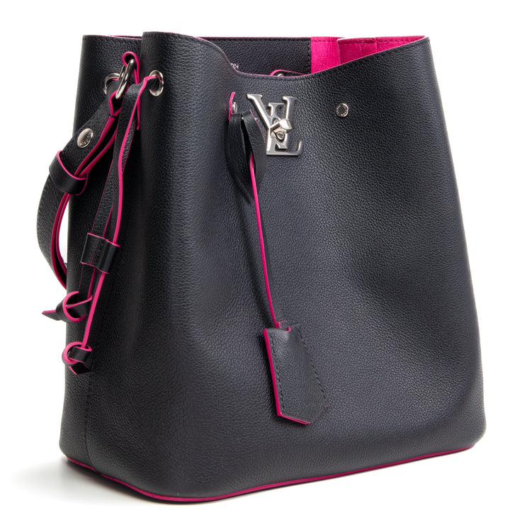 LOUIS VUITTON Taurillon Leather Lockme Bucket Bag - Black