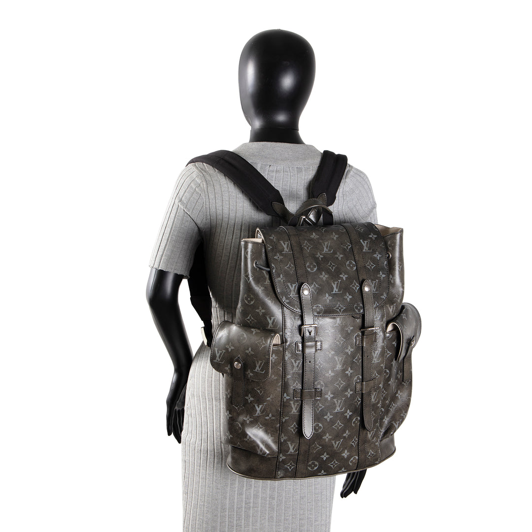 LOUIS VUITTON Christopher MM Brushed Monogram Eclipse Cowhide Backpack