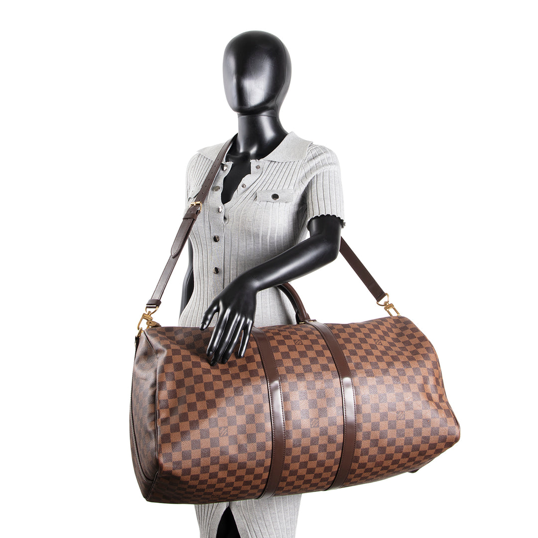 LOUIS VUITTON Damier Ebene Keepall Bandouliere 55 - OUTLET FINAL SALE