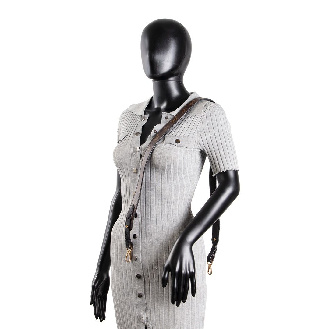 LOUIS VUITTON Bandouliere Strap XL Monogram w/ Black Leather