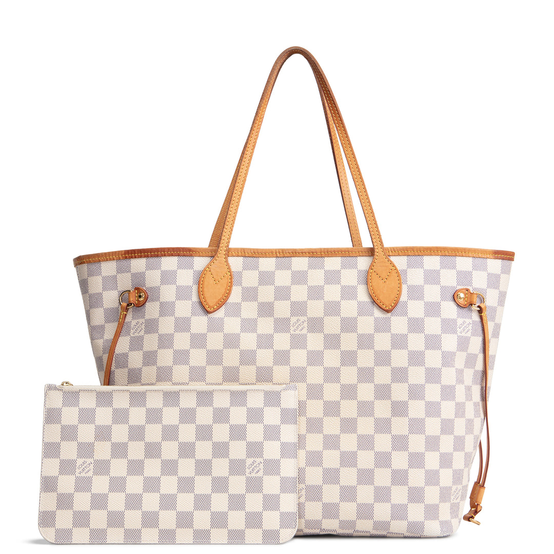 LOUIS VUITTON Neverfull MM Damier Azur w/ Pouch
