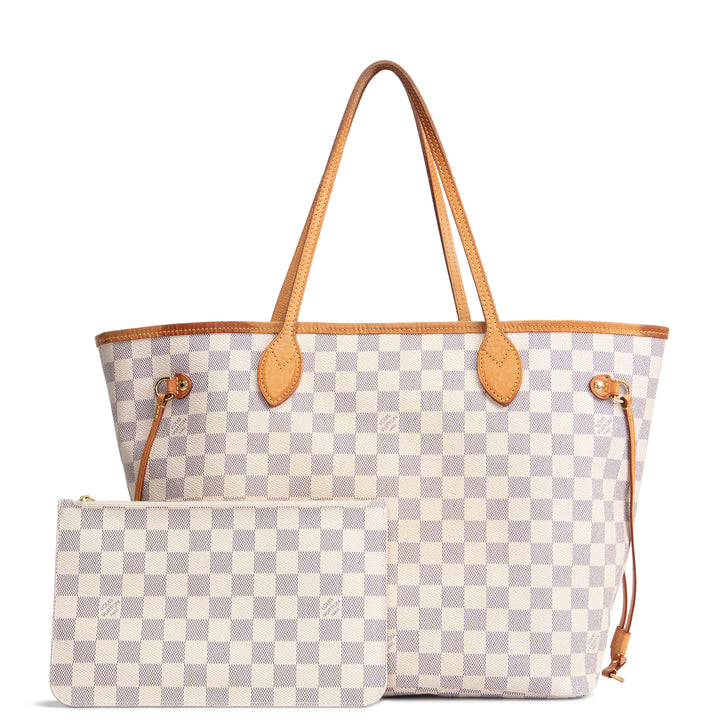 LOUIS VUITTON Neverfull MM Damier Azur w/ Pouch